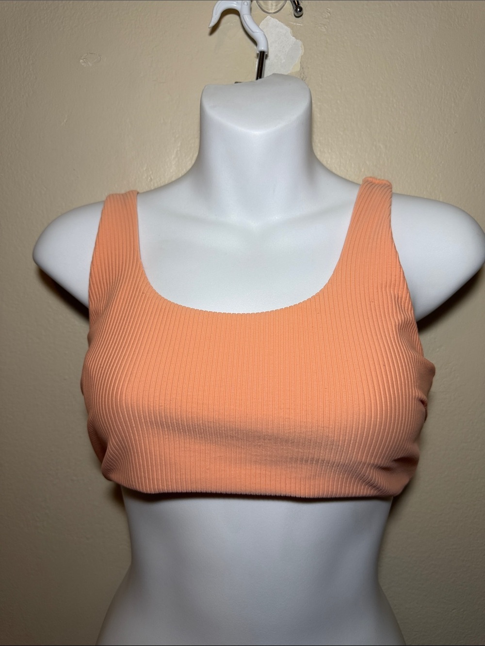 Gymshark Ribbed Scoop Neck Crop Top - Peach